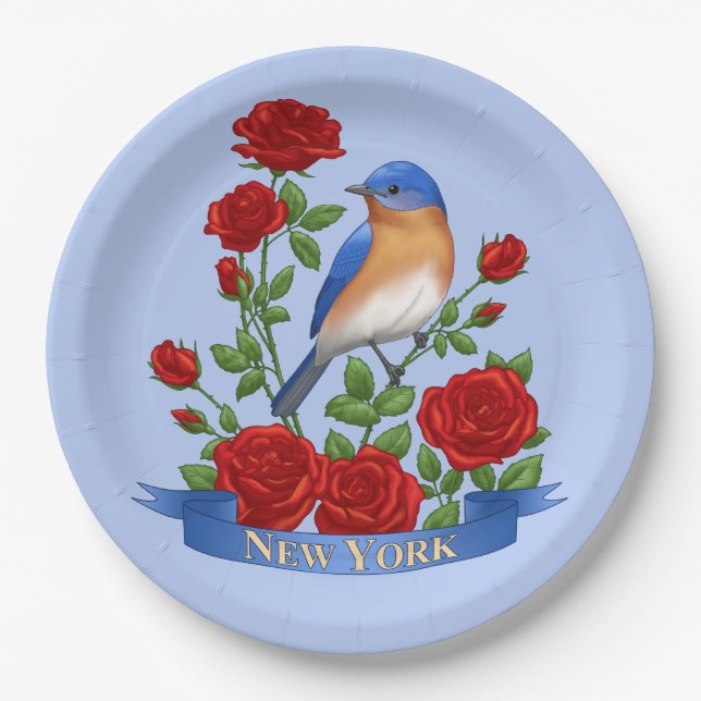 New York State Bird and Flower Paper Plate (Front)