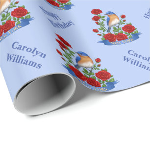 New York State Bird and Flower Wrapping Paper