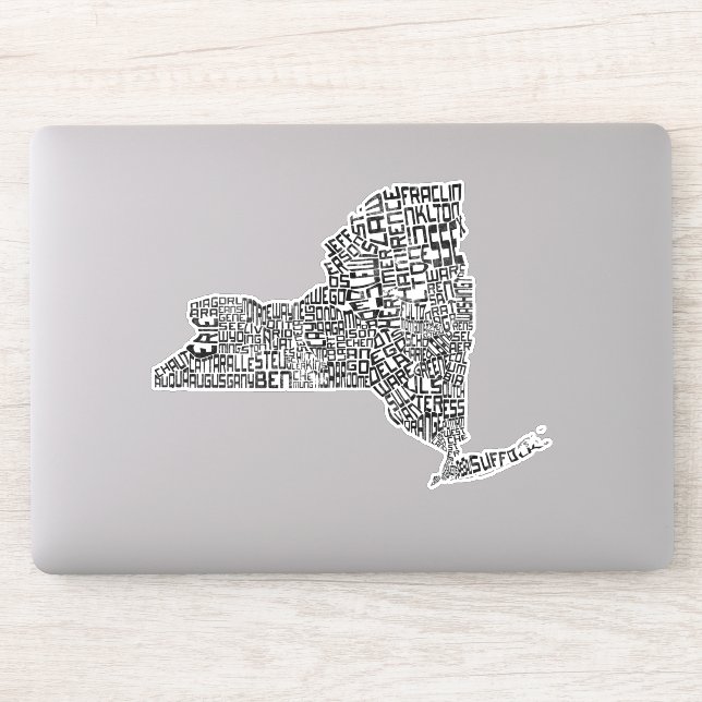 New York State Counties Typographic Word Art Map (Computer)