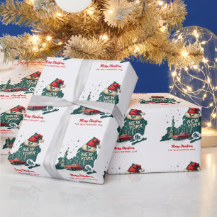 New York State Custom Merry Christmas Holiday Wrapping Paper