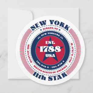 New York State Facts Circular Typography Flat Card
