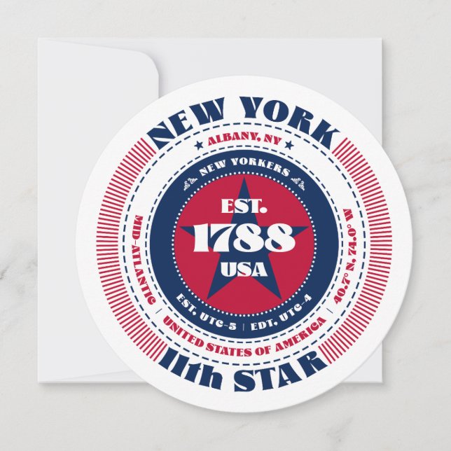 New York State Facts Circular Typography Flat Card (Front)
