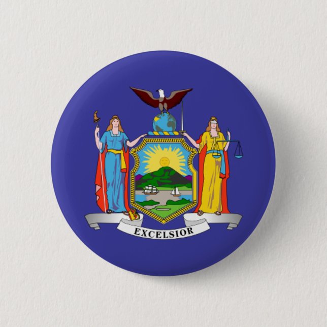 New York state flag 6 Cm Round Badge (Front)