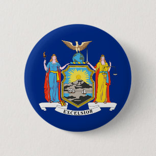 New York State Flag 6 Cm Round Badge