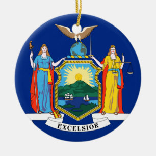 New York State Flag Ceramic Tree Decoration