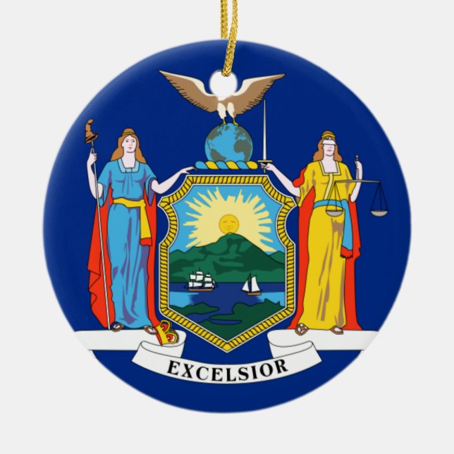 New York State Flag Ceramic Tree Decoration (Front)
