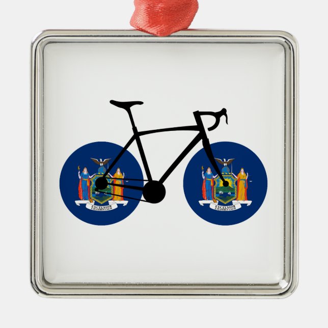 New York State Flag Cycling Metal Ornament (Front)