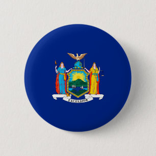 New York State Flag Design 6 Cm Round Badge