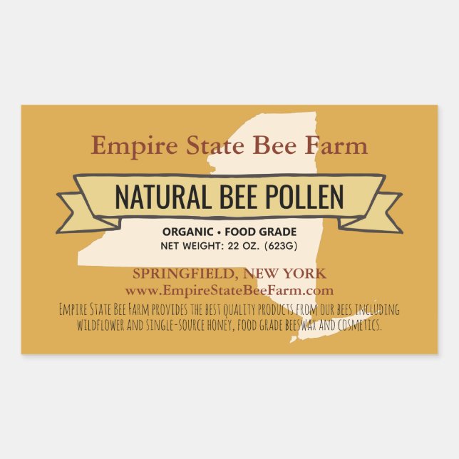 New York State Honey Product Rectangle Stickers (Front)