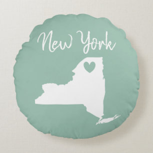 New York  state map love home Throw Pillow