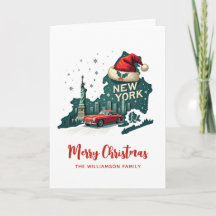 New York State Merry Christmas Retro Personalised 