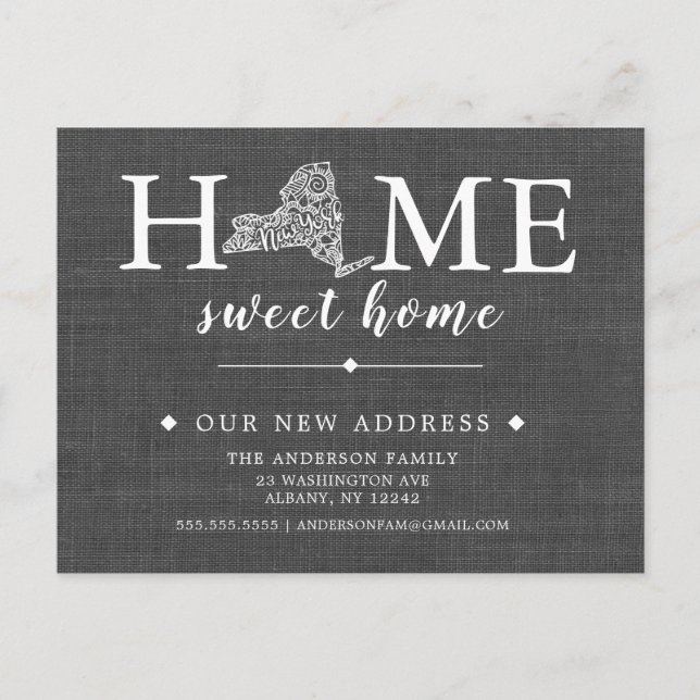 NEW YORK State Moving Announcement Post Card (Front)