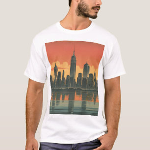 New York State of Mind – Retro Skyline Art Print T-Shirt