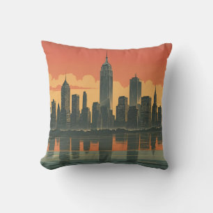 New York State of Mind – Retro Skyline Throw Pillo Cushion