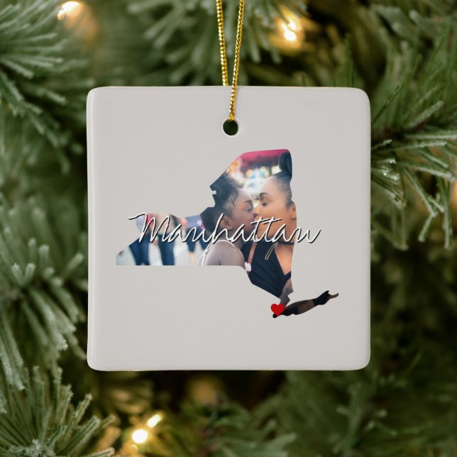 New York State Photo insert and town name Ceramic Ornament (Tree)