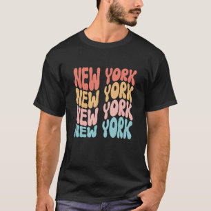 New York State Retro Vintage New York Curved Text  T-Shirt