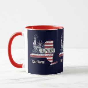 New York State United States Retro Map Vintage USA Mug