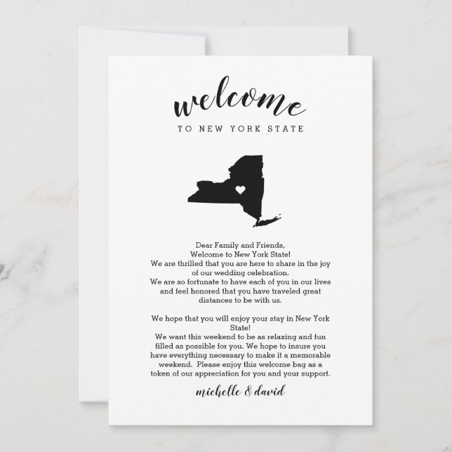 New York State Welcome Wedding Letter Itinerary (Front)