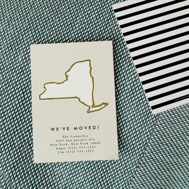 New York State We've Moved Chic Hand-Drawn Moving Announcement (Chic hand-drawn New York state moving announcement.)