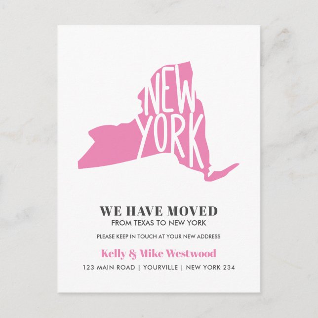 NEW YORK STATE We've moved New address New Home  Postcard (Front)