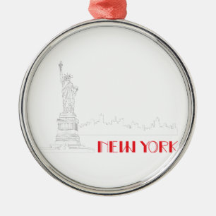 New-York, Statue-of-Liberty Cool Metal Tree Decoration