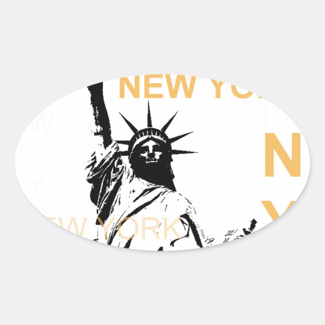 New York Statue of Liberty Oval Sticker (Front)
