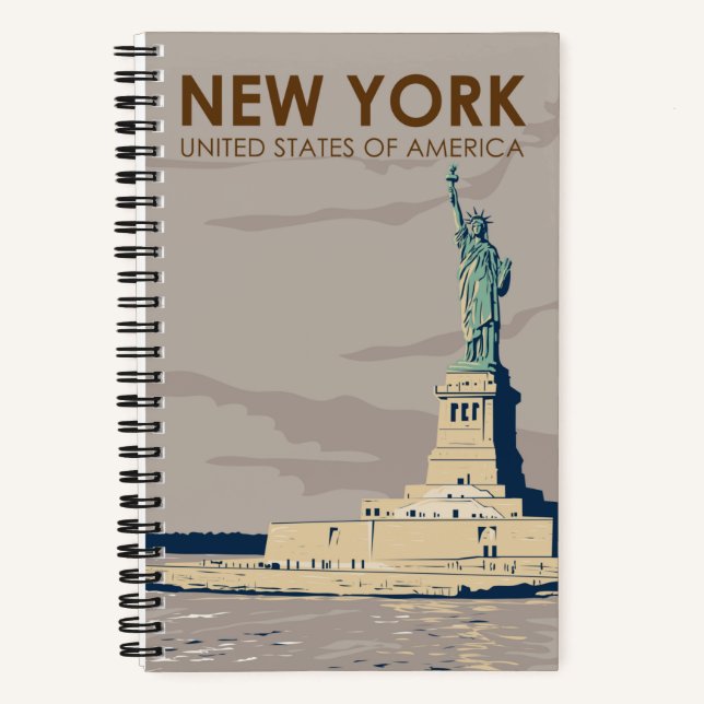 New York Statue of Liberty Retro Notebook (Front)