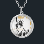 New York Statue of Liberty Silver Plated Necklace<br><div class="desc">New York Statue of Liberty and Manhattan</div>