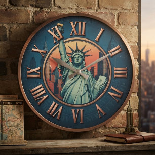 New York Statue of Liberty The City  Large Clock
