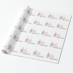 New York - Statue of Liberty USA Flag Wrapping Paper