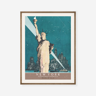 New York Statue of Liberty Vintage Travel Poster