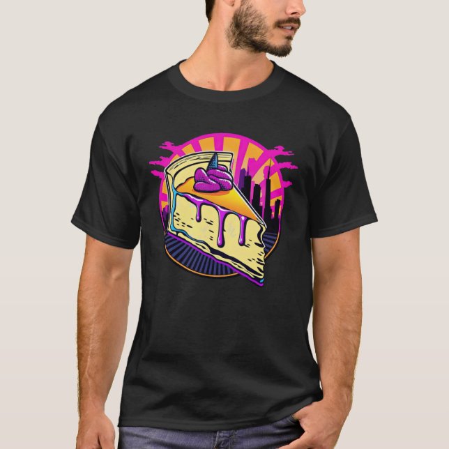 New York Style Cheesecake Synthwave 80s Retrowave  T-Shirt (Front)