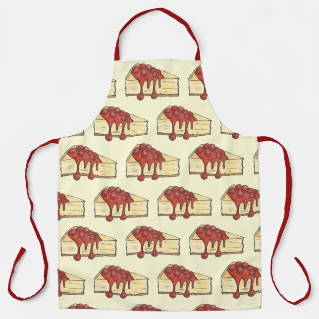 New York Style NYC Cherry Cheesecake Slice Dessert Apron (Front)