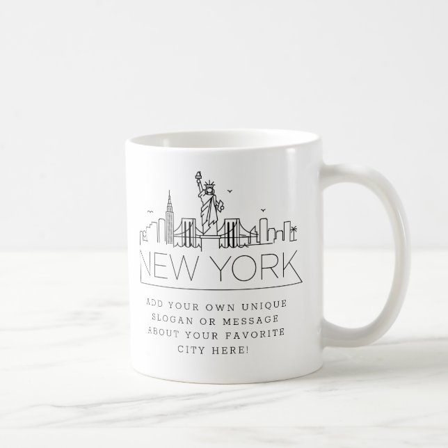 New York Stylised Skyline | Custom Slogan Coffee Mug (Right)