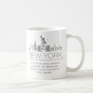New York Stylized Skyline   Custom Slogan Coffee Mug