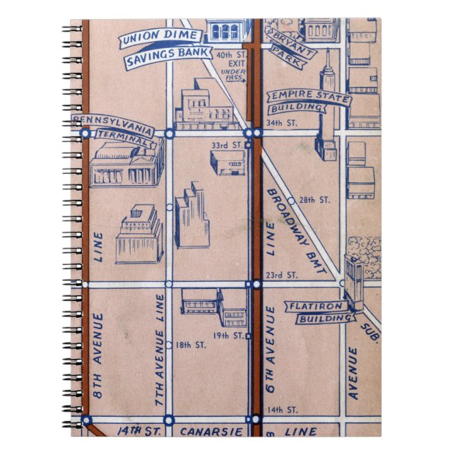 NEW YORK SUBWAY MAP, 1940 2 NOTEBOOK (Front)