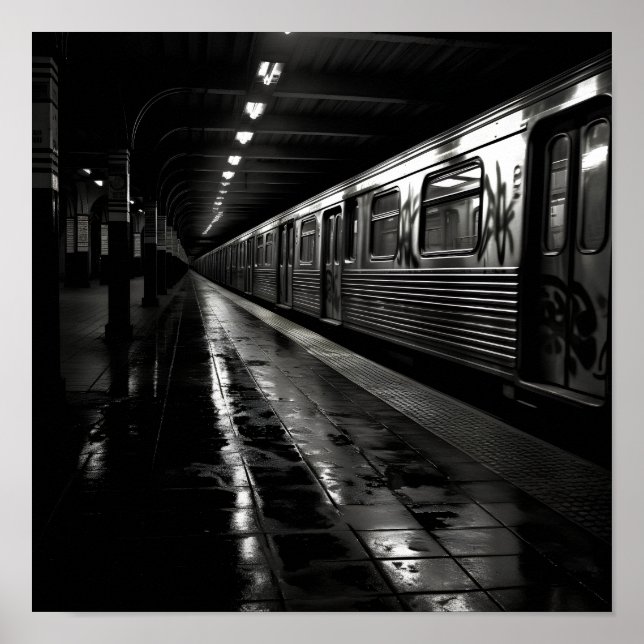 New York subway station noir photography print (Front)