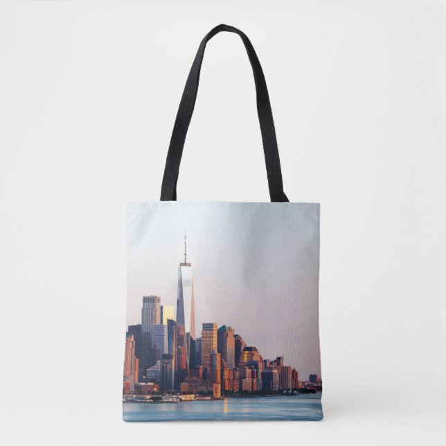 New York Sunset Skyline View of World Trade Center Tote Bag (Front)