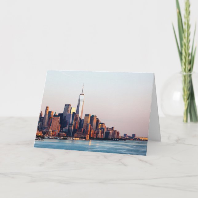 New York Sunset Skyline View of World Trade Centre Card (Front)