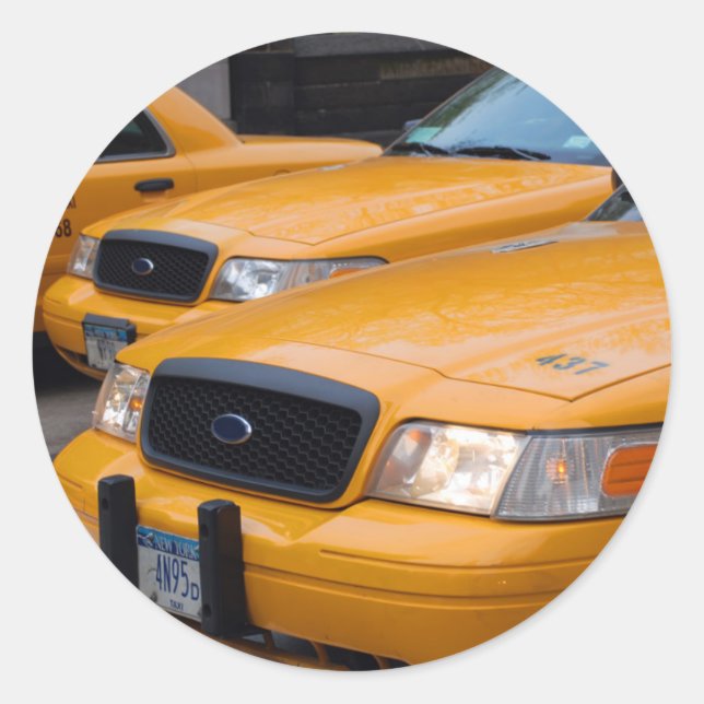 New York Taxi Cabs Classic Round Sticker (Front)
