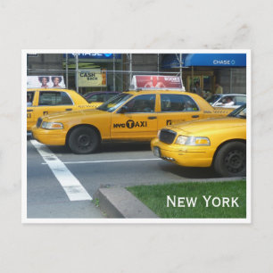 new york taxi cabs postcard