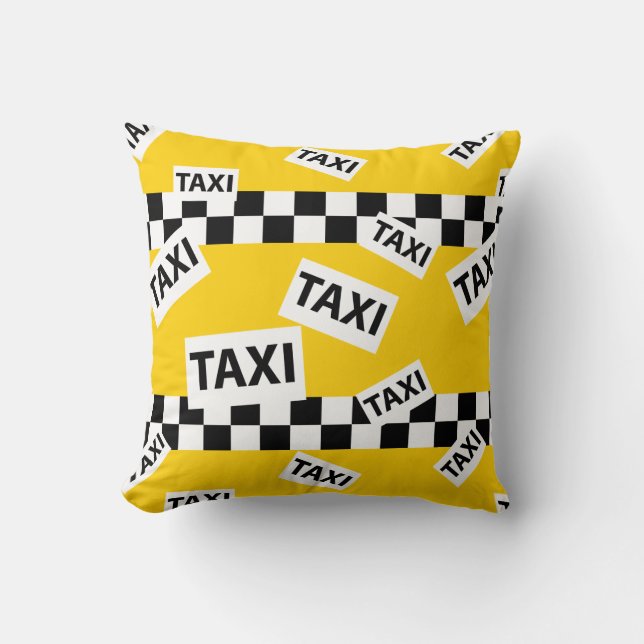 New York Taxi Driver Yellow Taxi Cab Pattern Cushion (Front)