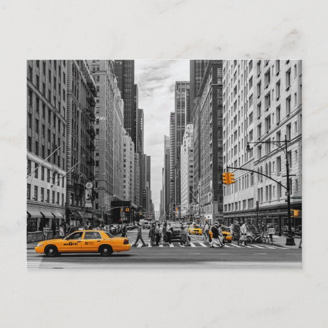 New York Taxi Urban City Colour Pop Photography Postcard (Front)