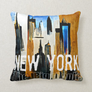 New York The Big Apple Abstract Painting Cushion