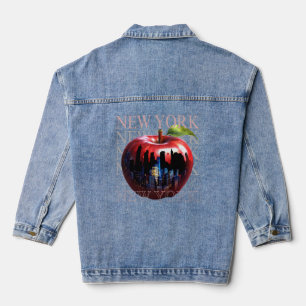 New York The Big Apple Fruit Silhouette City Denim Jacket