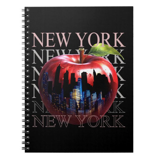 New York The Big Apple Fruit Silhouette City Notebook (Front)