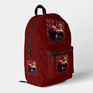 New York The Big Apple Fruit Silhouette City  Printed Backpack