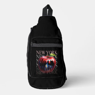 New York The Big Apple Fruit Silhouette City Sling Bag