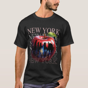 New York The Big Apple Fruit Silhouette City T-Shirt