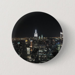 New York The Big Apple Manhattan at Night Gift 6 Cm Round Badge